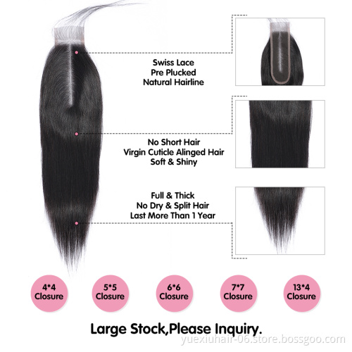 Brazilian Virgin Human Hair Silky Straight 2x6 Lace Closure